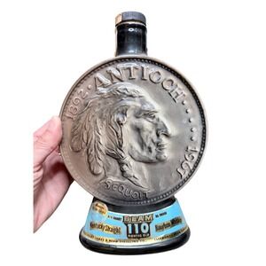 Jim Beam Decanter Antioch Illinois 75th Anniversary Sequoia 1968 Brown Excellent